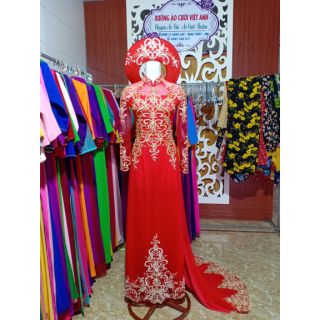 Bộ Áo dài cô dâu  kèm mấn xếp