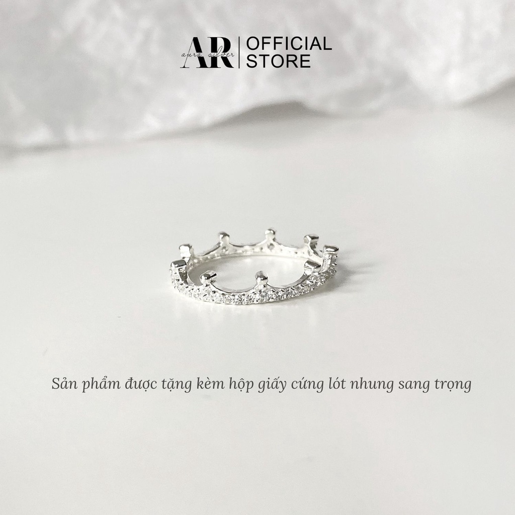 Nhẫn nữ bạc kiểu dáng vương miện đính đá đơn giản-AURASILVER-N23