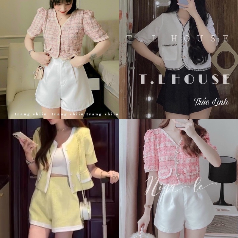 SET ÁO CROPTOP DẠ KÈM SHORT (KÈM VIDEO HÌNH THẬT)