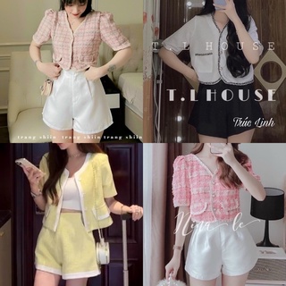 Set áo croptop dạ kèm short
