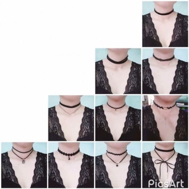 Bộ 12 vòng cổ choker điệu đà.