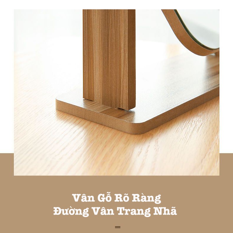 Gương Trang Điểm, Gương Gỗ Mini Để Bàn Thiết Kế Nhỏ Gọn Tiện Lợi LEON OFFICIAL