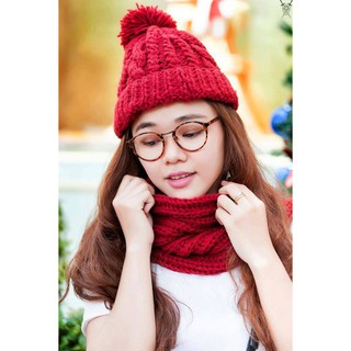 Mũ len đan tay dáng chuông quả bông cỡ to đáng yêu - Quà tặng handmade