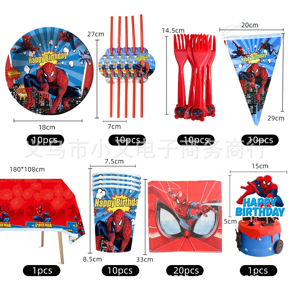 Bộ Khăn Trải Bàn Trang Trí Tiệc Sinh Nhật Hình Người Nhện Marvel