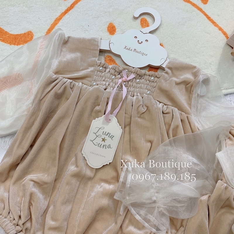 Body Váy Công Chúa Bé Gái - Xuka Boutique - Bodysuit Nhung Nơ Cao Cấp Mặc Giáng Sinh, Tết [Ảnh Thật]