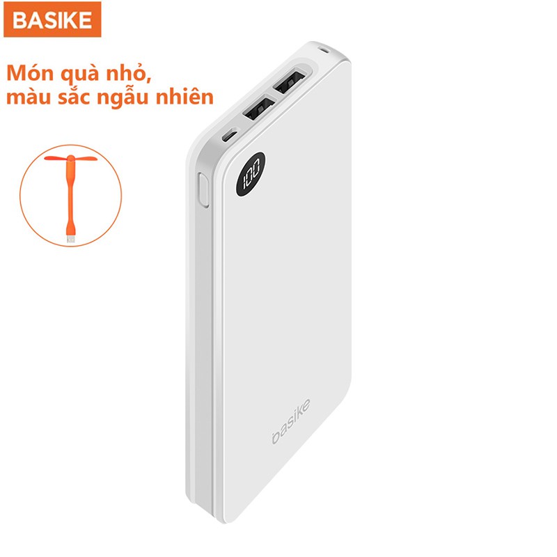 Sạc dự phòng BASIKE 10000mAh màn hình hiển thị kỹ thuật số kèm quạt cổng USB