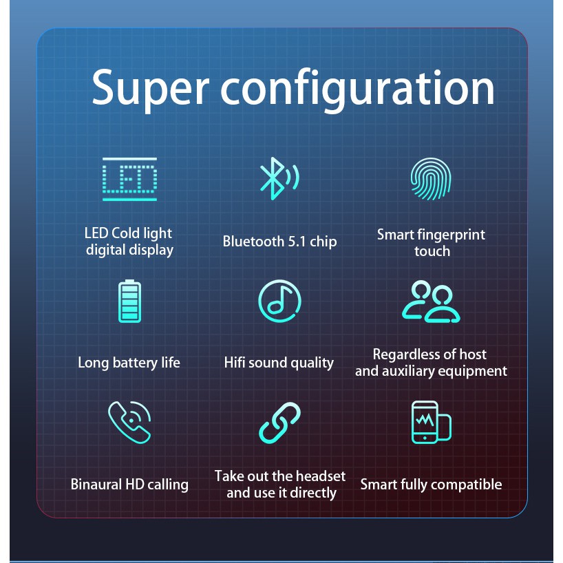 Tai nghe Bluetooth 5.1 True Wireless không dây TWS kháng nước, chống mồ hôi tích hợp micro âm thanh 9D mã 279