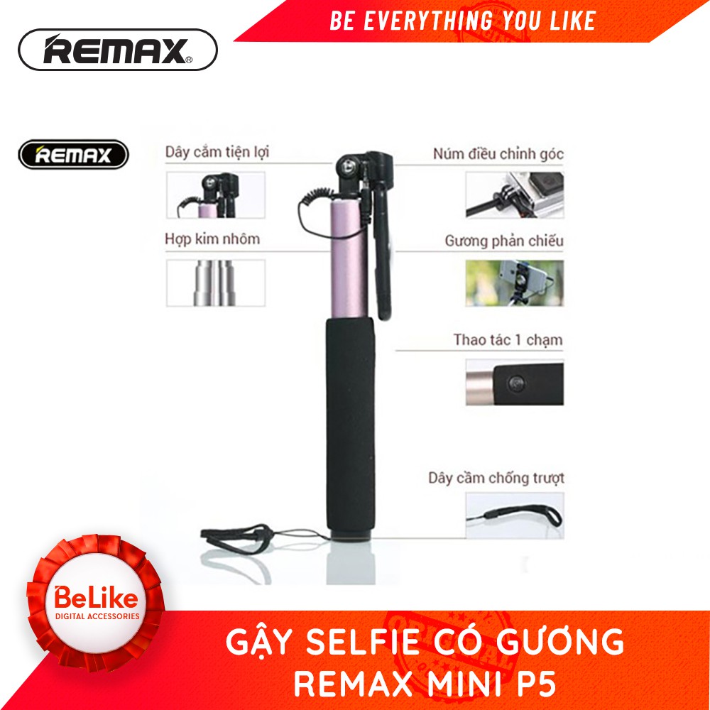 Gậy tự sướng có gương Remax Mini P5 - Hàng chính hãng