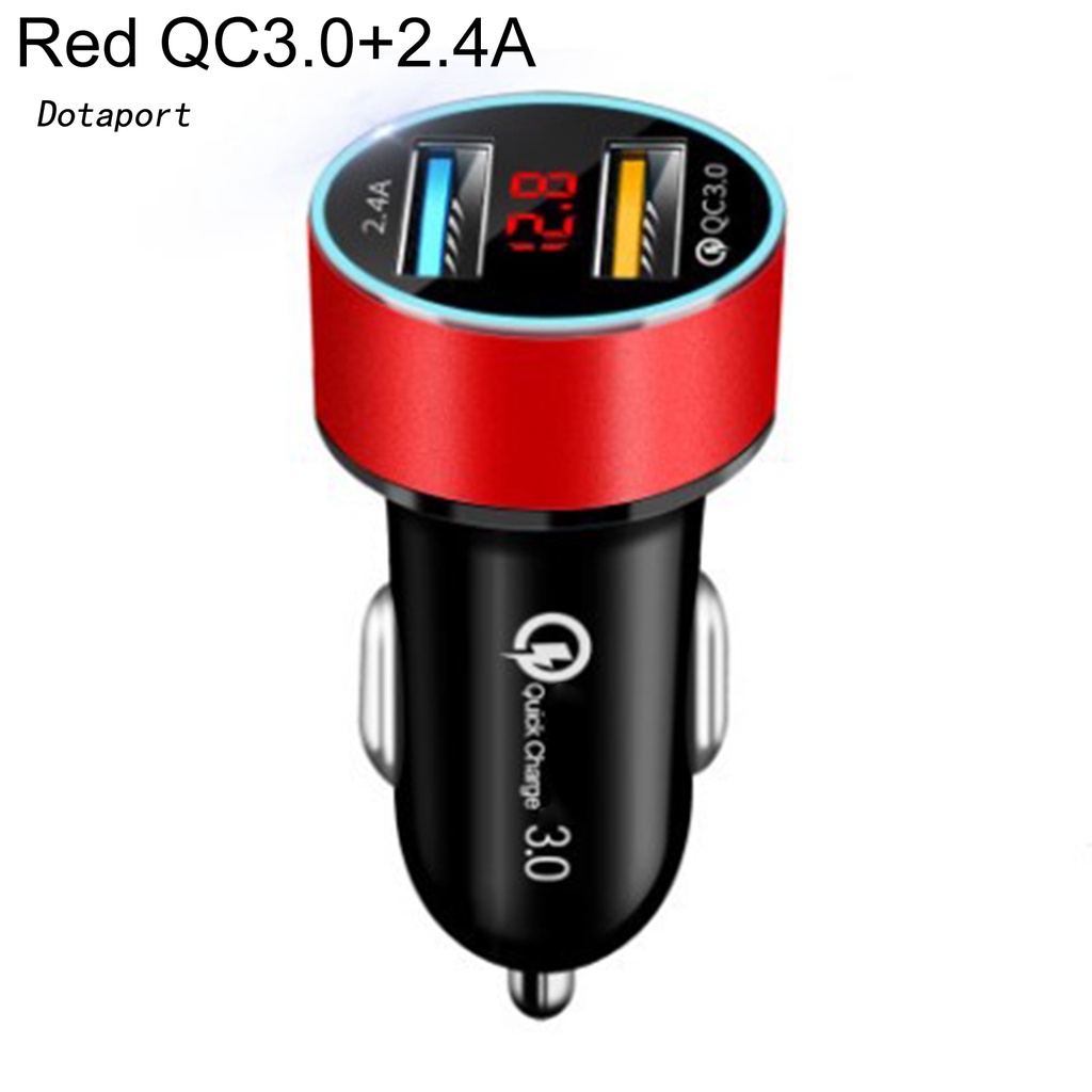 Tẩu sạc điện thoại hai cổng USB 3.1A/QC3.0 màn hình LED kỹ thuật số cho xe hơi
