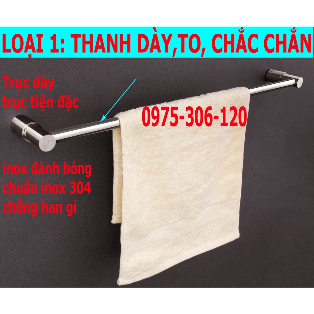 [TRỤC TIỆN ĐẶC] Máng Khăn Treo Tường Nhà Tắm INOX 304 Cao Cấp MK1 MÁNG KHĂN ĐƠN TRỤC TIỆN, inox 304 chống han rỉ