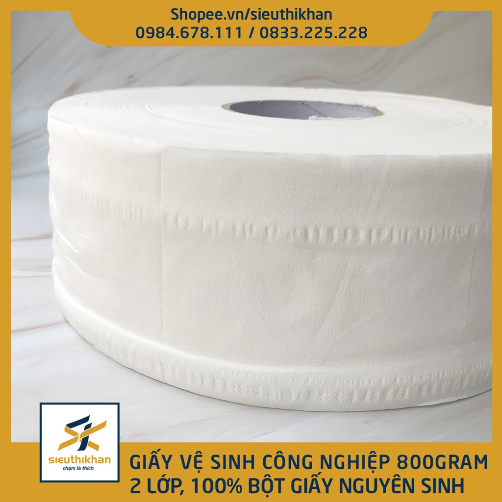 GIẤY VỆ SINH CÔNG NGHIỆP CUỘN LỚN 800GRAM, 2 LỚP. GIẤY DAI, MỀM, MỊN TAN TRONG NƯỚC | SIÊU THỊ KHĂN