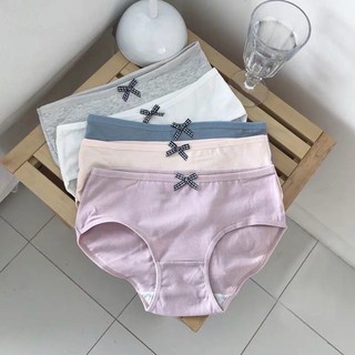 [FREESHIP - KÈM ẢNH THẬT] Quần Lót Cotton Basic Cạp Nơ Kẻ Caro 012