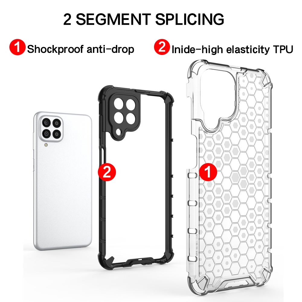 Ốp Điện Thoại PC Cứng Trong Suốt Chống Sốc Họa Tiết Tổ Ong Cho Samsung Galaxy M01s M12 M30s M31 M31s M33 M51 M52 M53