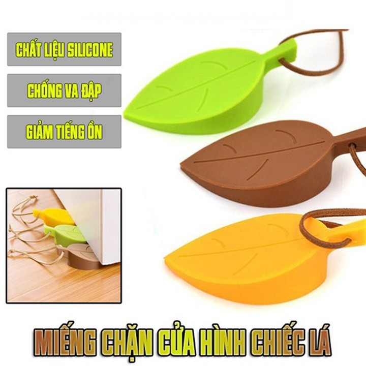 Miếng chặn cửa hình chiếc lá bằng silicone an toàn cho gia đình (CCL05)