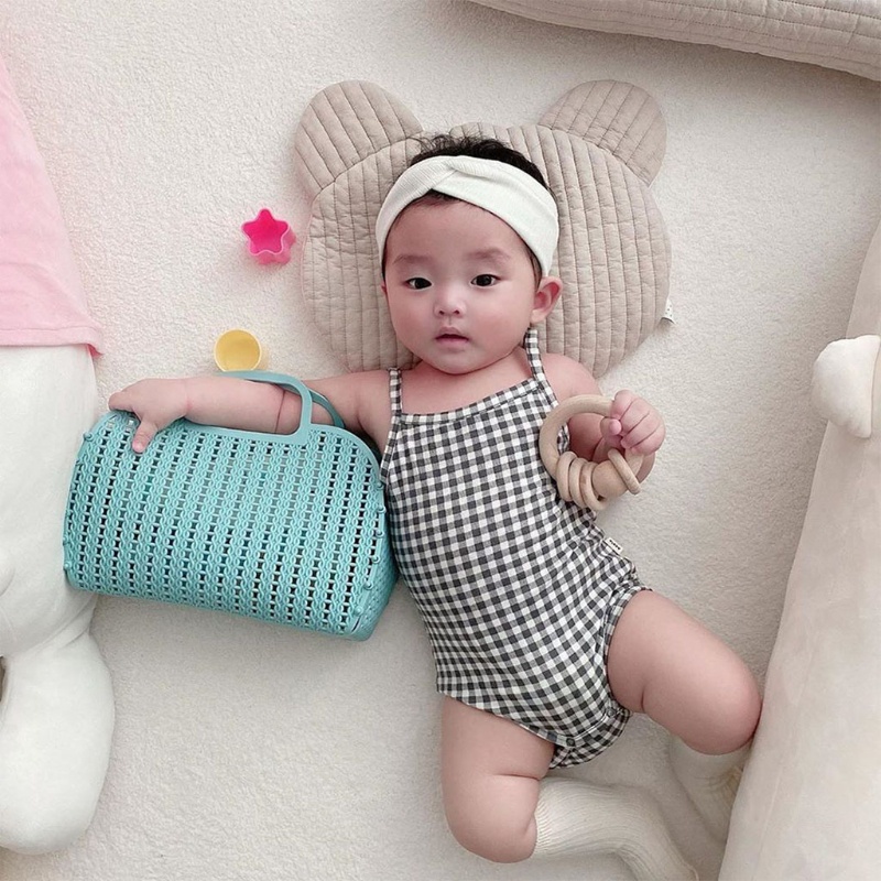 Gối phẳng chất liệu cotton tinh khiết hình thỏ/gấu thoáng khí dễ thương cho trẻ sơ sinh