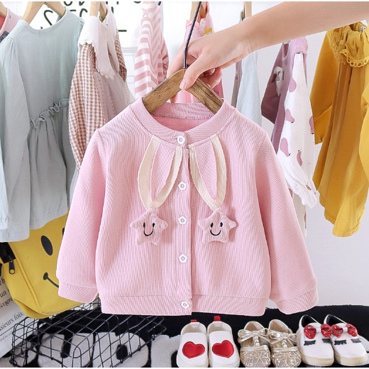 Áo Khoác Cardigan Tay Dài Thoải Mái Thời Trang Cho Bé Gái 0-4 Tuổi