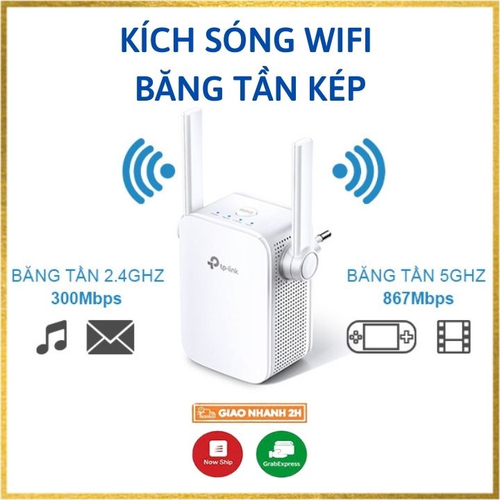 Kích sóng wifi Tplink băng tần kép 2.4ghz và 5ghz,Bộ mở rộng sóng wifi AC1200 RE305 chính hãng,công nghệ số 247