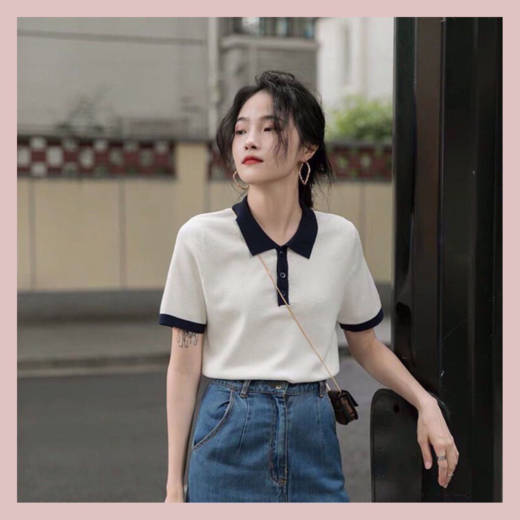 Áo Polo Ngắn Tay Dáng Rộng Thời Trang Hàn Quốc