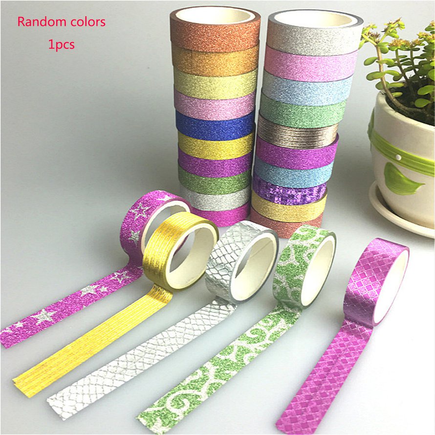 Glitter Washi Sticky Paper Masking Nhãn dính DIY Craft Tapes Supply