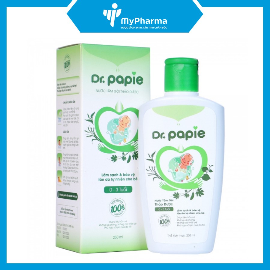Nước tắm gội thảo dược Dr. Papie - Làm sạch và bảo vệ làn da tự nhiên cho bé