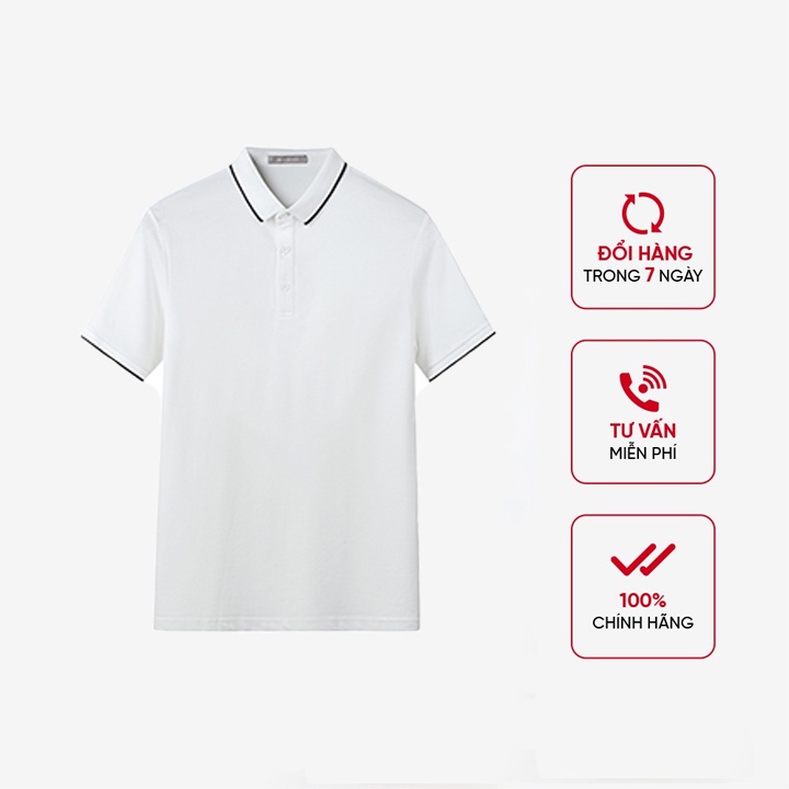 Áo POLO nam màu trắng vải cá sấu Cotton xuất xịn phối viền trắng chuẩn form trẻ trung, thanh lịch - Trady Fashion | BigBuy360 - bigbuy360.vn