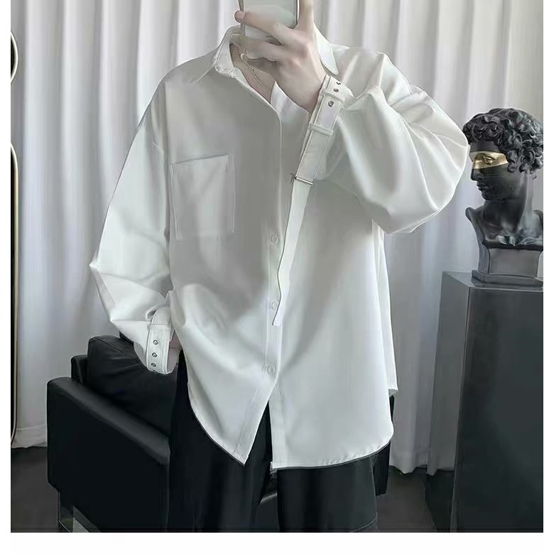 Áo Sơ Mi Dài Tay Oversize Cá Tính Theo Phong Cách Hàn Quốc Dành Cho Nam