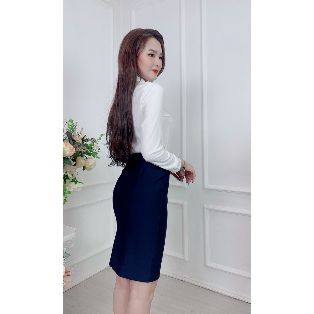 Chân Váy Bút Chì Màu Xanh Đen Dài 55cm MCV022  Chân Váy Công Sở Cao Cấp