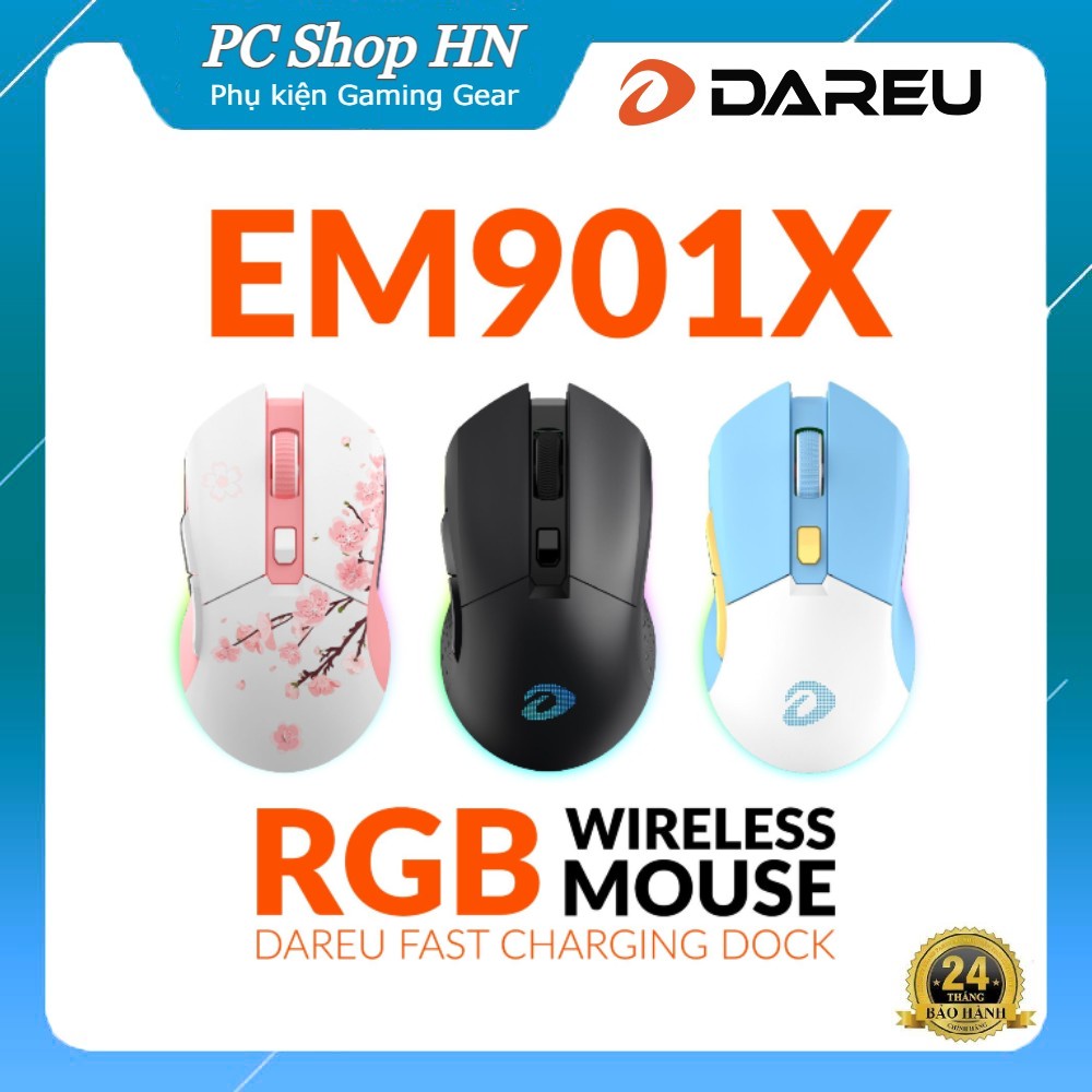 Chuột không dây Gaming DAREU EM901X RGB - SUPERLIGHT, FAST CHARING DOCK