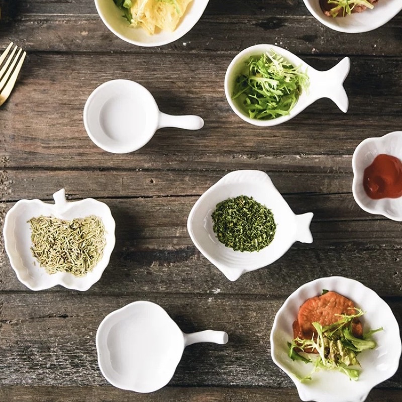 Bát chén sứ trắng nhiều hình cho bé ăn dặm kiểu Nhật