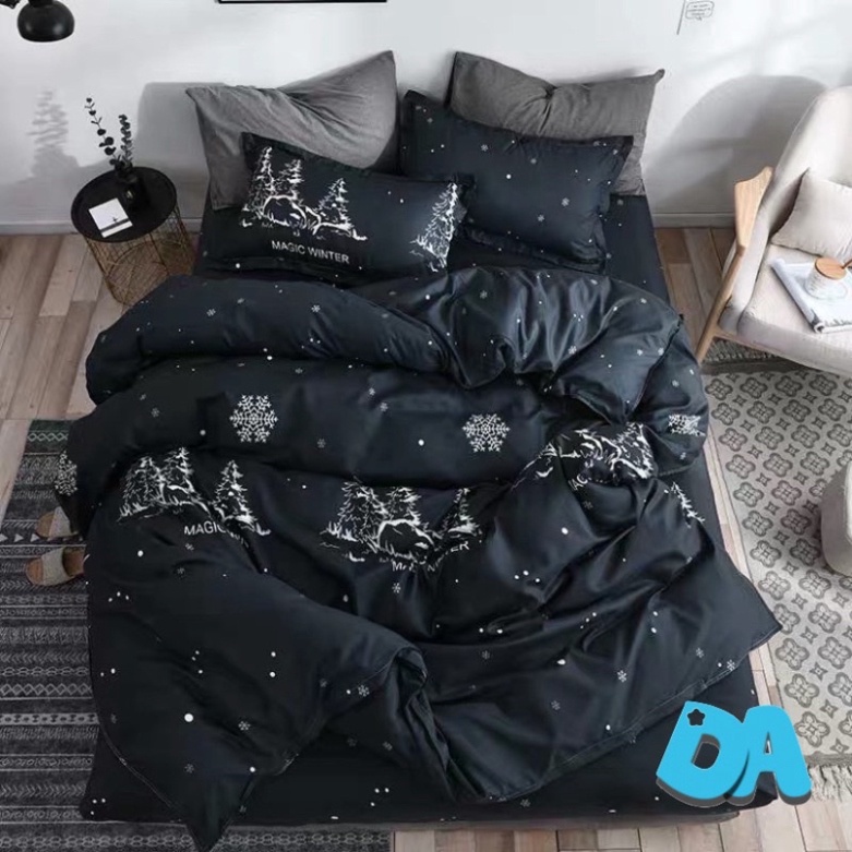 Chăn ga gối Cotton poly - Mẫu Caro đen Chăn Ga Gối TA Bedding nhiều size 1m, 1m2, 1m4, 1m6, 1m8, 2m2