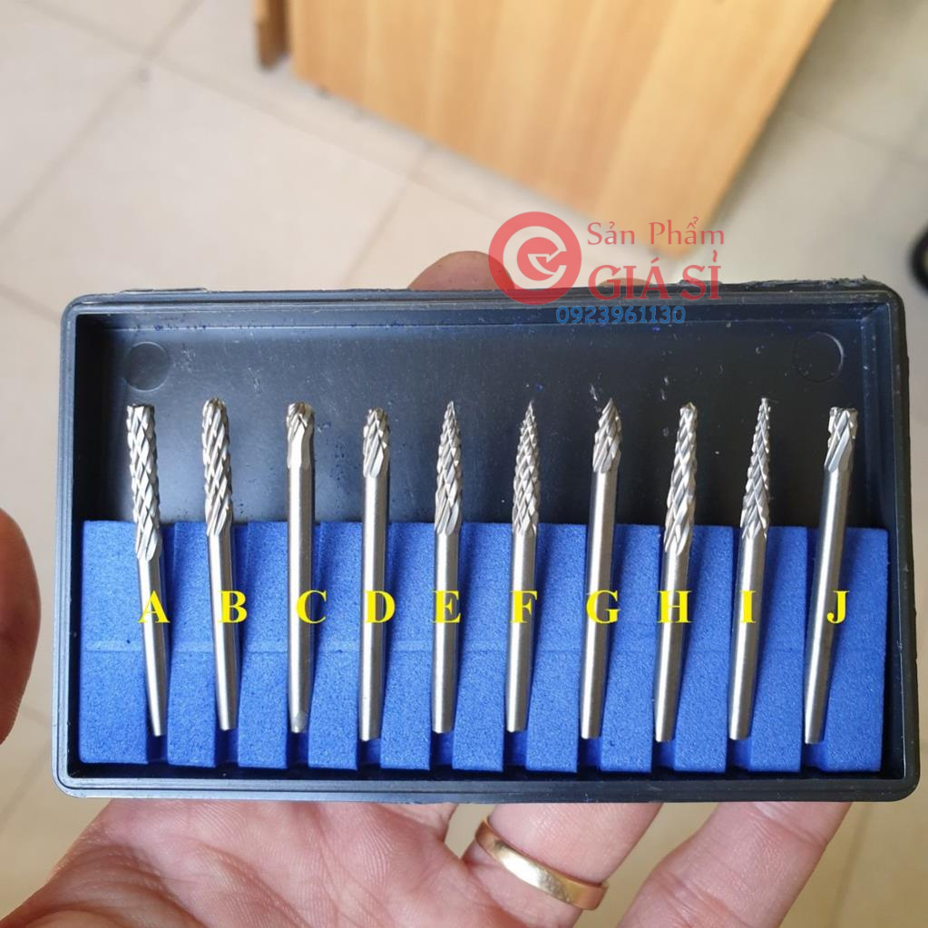 Mũi mài khắc phay gỗ cán 3mm đầu mài 3mm hàng hộp xanh hay mũi mài khắc hợp kim ❤️freeship❤️