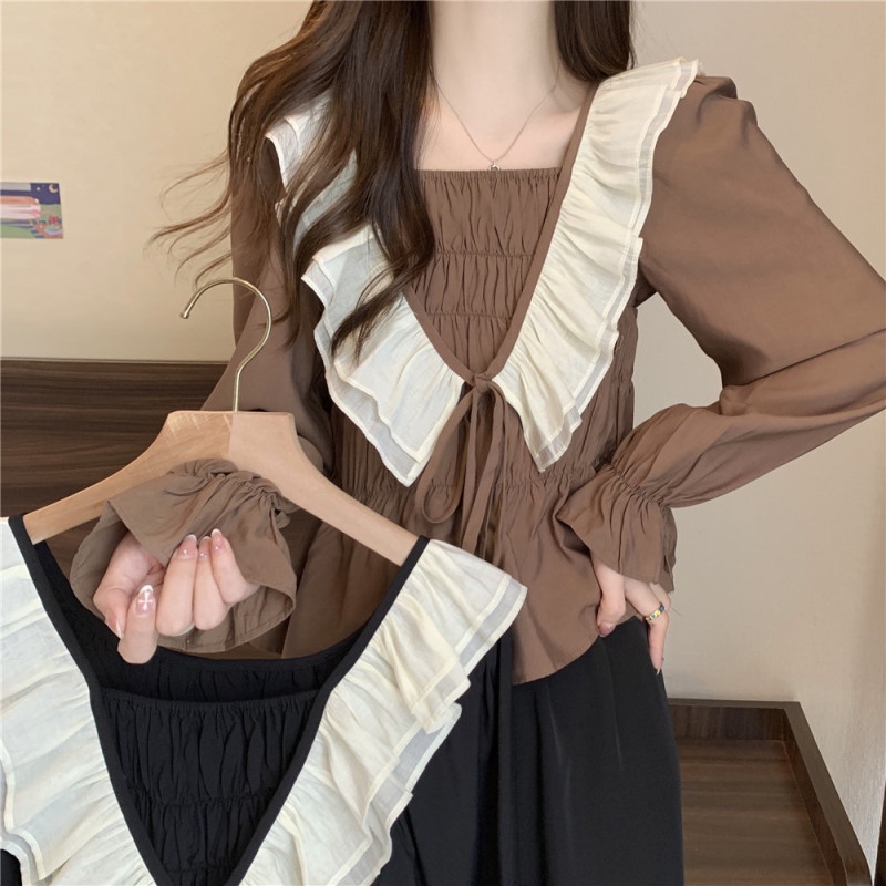 Áo kiểu nữ NZN tay dài phong cách Pháp thời trang mùa thu