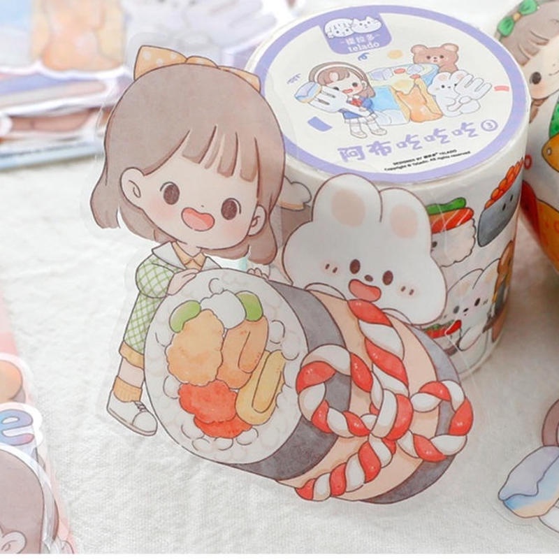 ⭐ iLado ⭐【10PCS】 telado sticker PET Không Thấm Nước Nhãn Hình Dán Cute Sticker Dễ Thương Sticker Trang Trí Sổ Dán Sổ Lưu Trữ Sticker Tập Vở Trang Trí Sổ Hình Dán Sticker  Hiểm Bộ Sticker Nhãn Dán Sổ Chiết Lưu Trữ