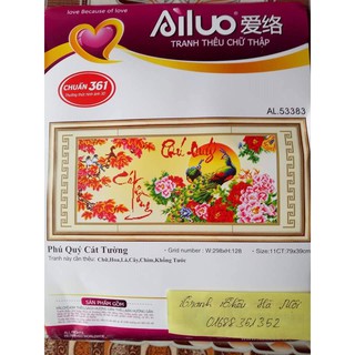 Tranh thêu chữ thập Phú quý cát tường 53383 -79x39cm