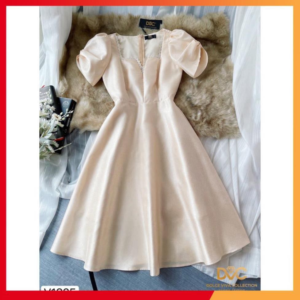 [VÁY ĐI TIỆC CAO CẤP] Váy thiết kế dự tiệc dáng xòe màu be - Kèm ảnh thật trải sàn do chị chủ shop tự chụp | BigBuy360 - bigbuy360.vn