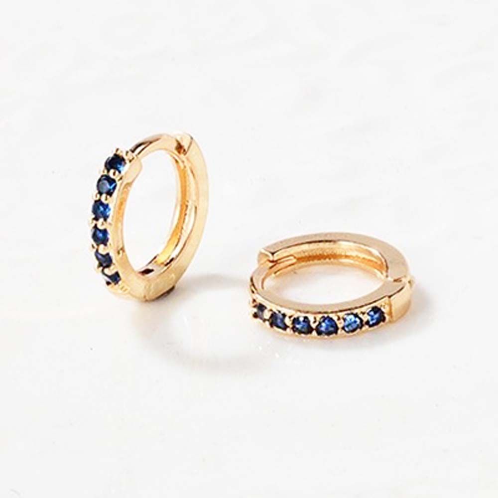 Khuyên tai đính đá Zircon tròn 8mm phong cách Punk cá tính