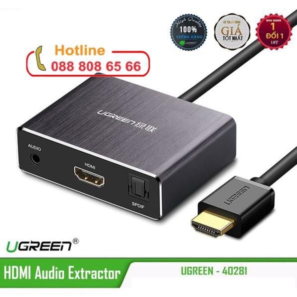 Bộ chuyển đổi HDMI ra HDMI + Audio 3.5mm và SPDIF 5.1/7.1 Ugreen 40281