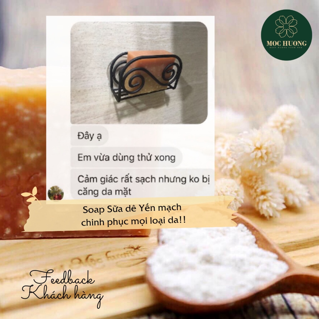 Bánh Xà Phòng Sữa Dê Yến Mạch MỘC HƯƠNG Handmade Giúp Làm Sạch Không Làm Khô Da, Dưỡng Ẩm Và Sáng Da 120gr