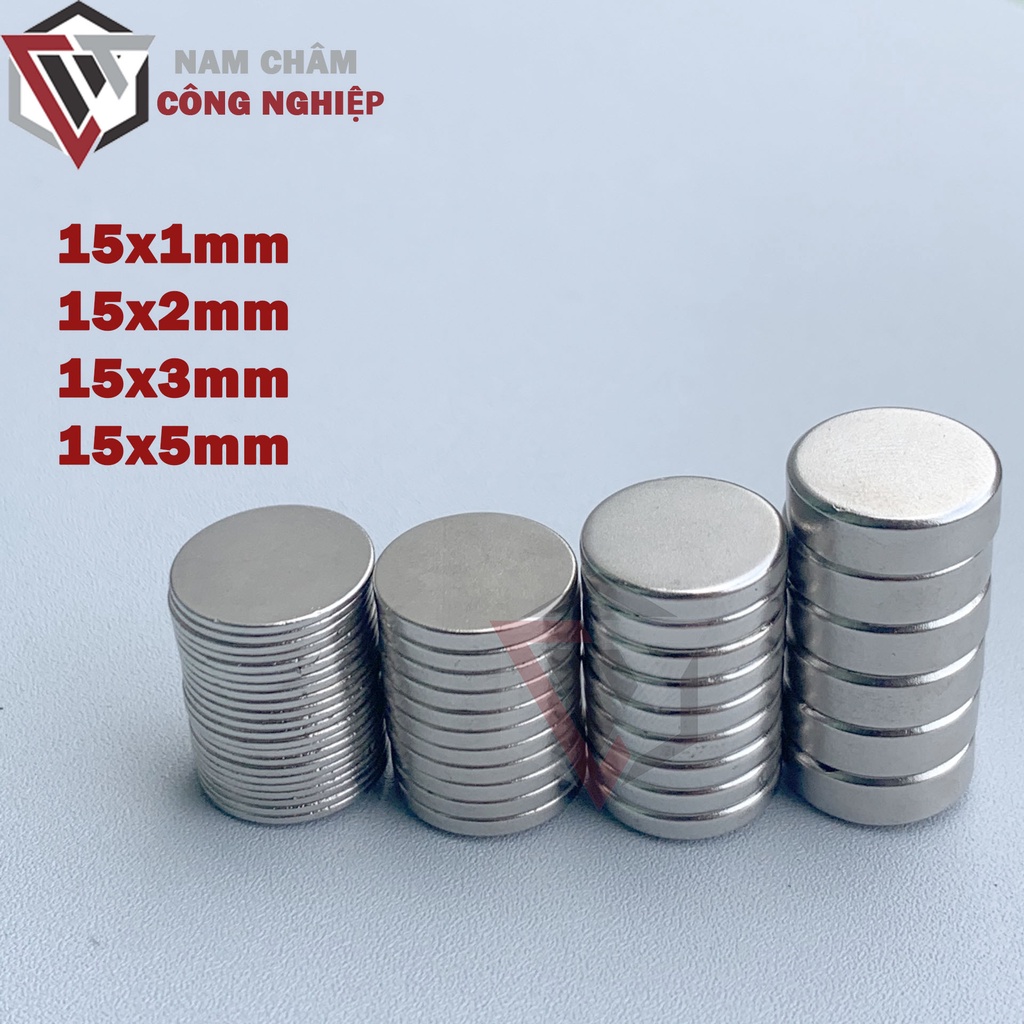 Nam châm tròn 15x1mm, 15x2mm, 15x3mm, 15x5mm nam châm đất hiếm