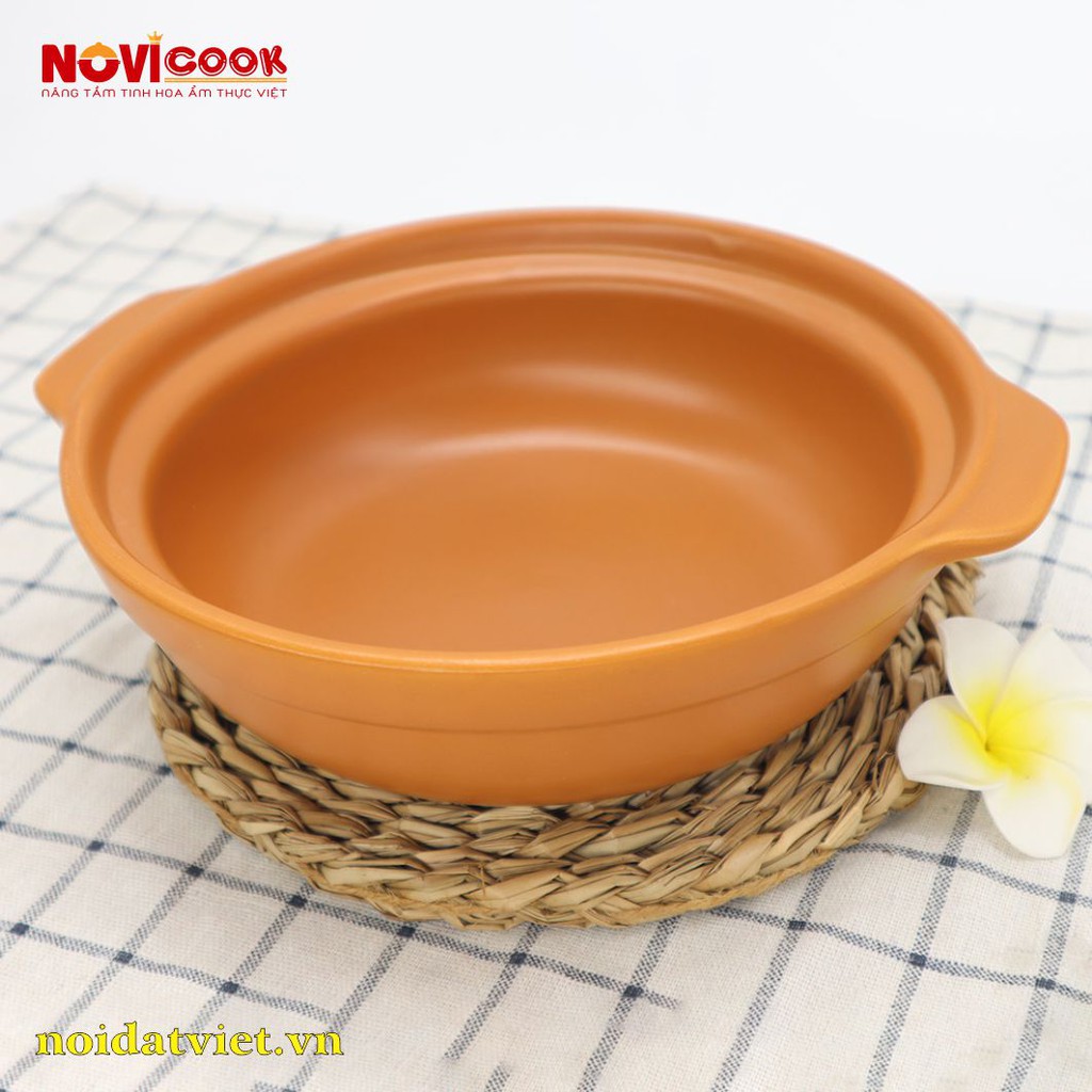 Bộ 2 Nồi Sứ Kho Cá NOVIcook cao cấp màu be - TẶNG 6 ĐĨA SỨ 16CM