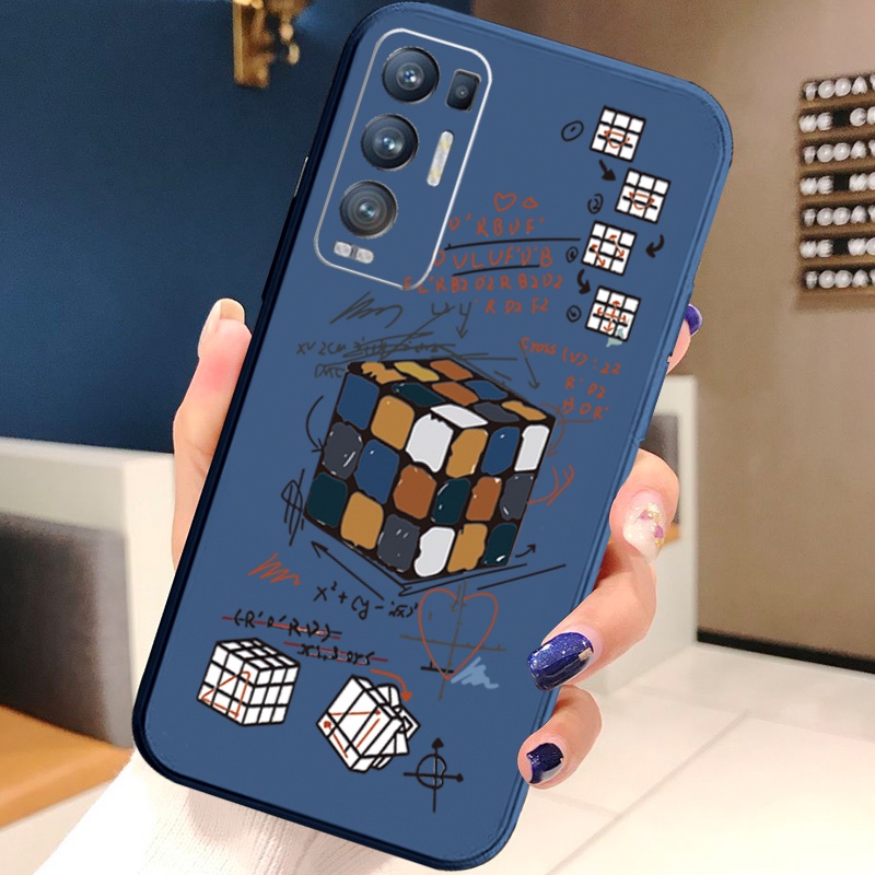 Ốp Điện Thoại Cạnh Vuông In Hình Khối Rubik Cho OPPO Reno6 Z 5G Reno 5 Pro 4 3 Reno2 Z F A95 5G A76 A96 4G