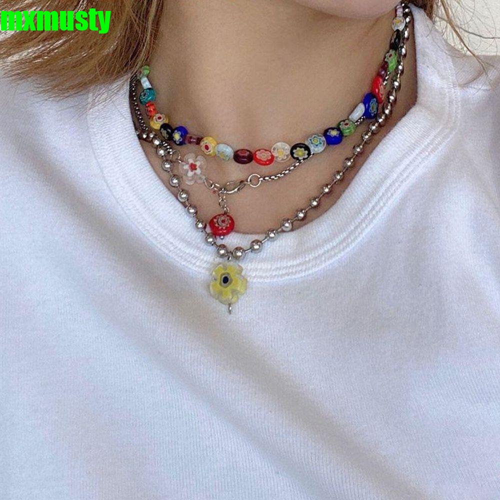 Bộ 3 vòng cổ choker hợp kim nhiều màu phong cách Hàn Quốc thời trang cho nữ Y2K