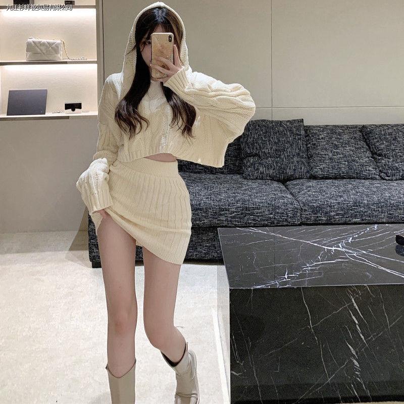 Set Áo Hoodie Và Chân Váy Dệt Kim Thời Trang Mùa Thu Năm 2021 Cho Nữ