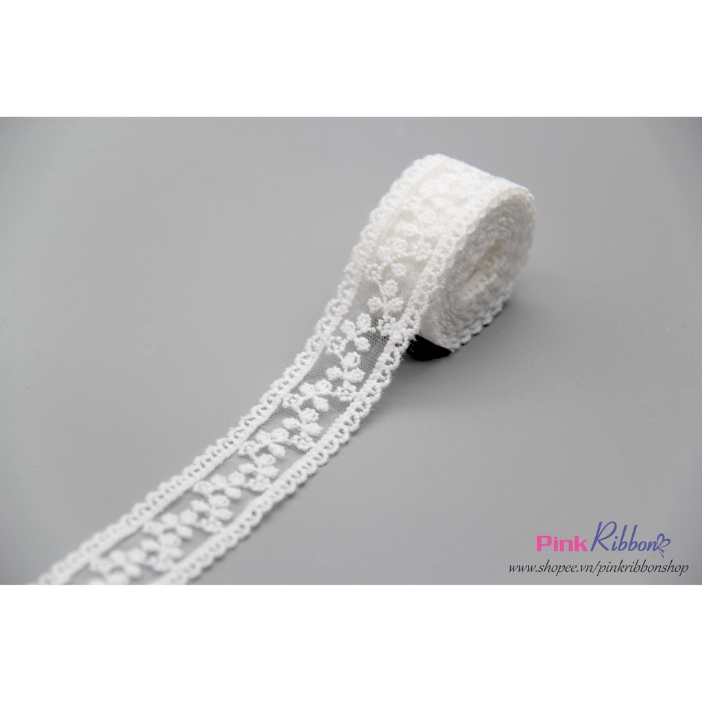 Ren thêu hoa 2.5cm trong suốt