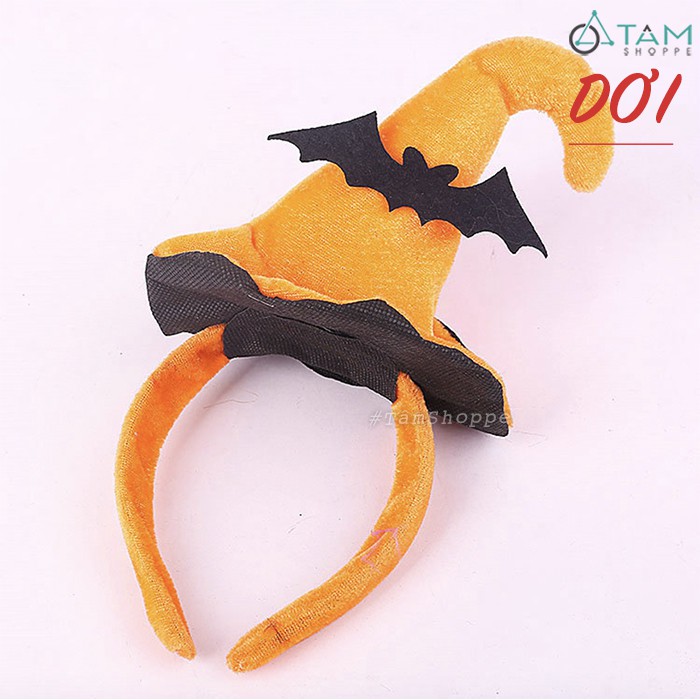 Cài tóc Halloween hình nón phù thủy màu bí ngô dơi nhện HLW-CAI-07