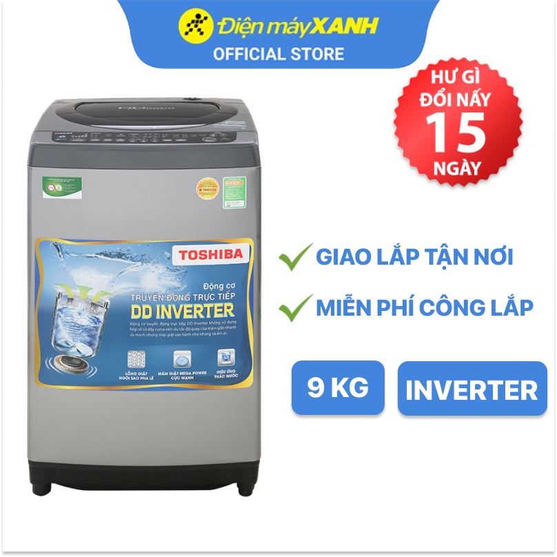 Máy giặt Toshiba cửa trên Inverter 9kg AW-DJ1000CV SK - Chính hãng BH 24 tháng - Miễn phí lắp đặt