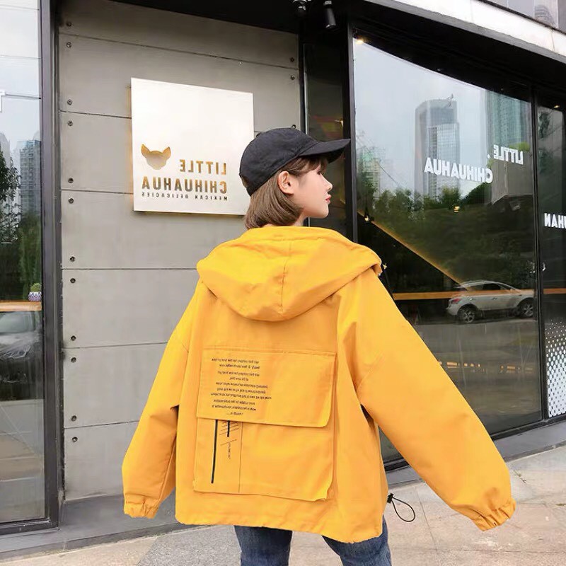 Áo khoác kaki túi hộp unisex form rộng Túi Hộp Sau nam nữ ulzzang Wind