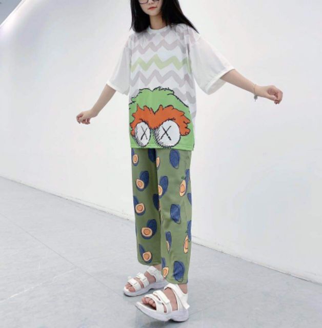 Set áo thun in 3D và quần cartoon pan, form unisex,