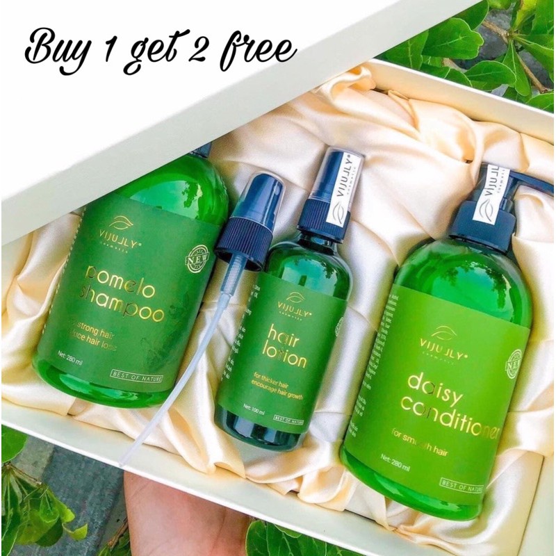 (TẶNG SCRUNCHIES + CỘT TÓC XINH) COMBO 3 SẢN PHẨM CHĂM SÓC TÓC VIJULLY