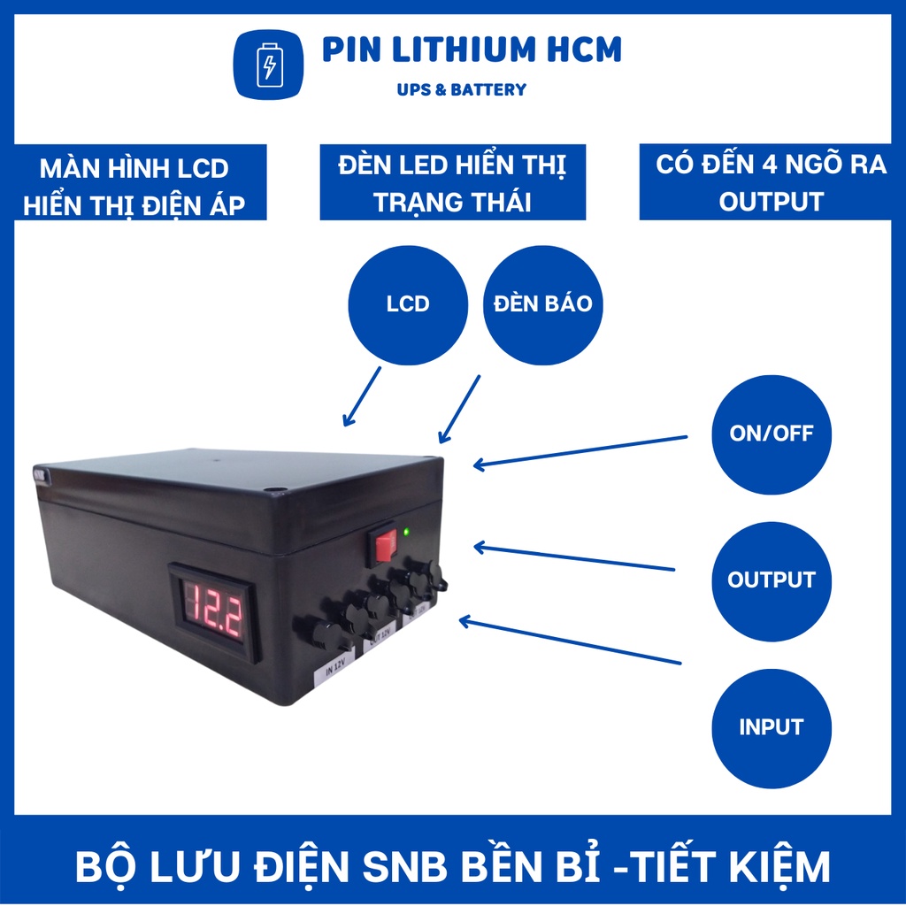 UPS 12V dung lượng 62400mAh, lưu điện camera, wifi, bảo hành 12 tháng